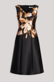 Rayna Cocktail Dress in Black and Fall Gold