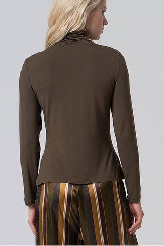 Long Sleeve Turtleneck Shirt in Dark Khaki