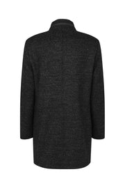 Wool Coat in Black Tweed