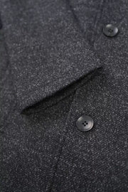 Wool Coat in Black Tweed