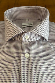 Long-Sleeved Modern Fit Shirt in Lilac Geometric Print
