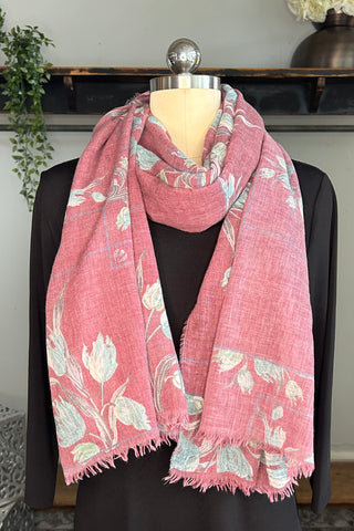 Floral Scarf in Rose-Blue