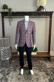 Conway Sport Coat in Pink and Blue Plaid