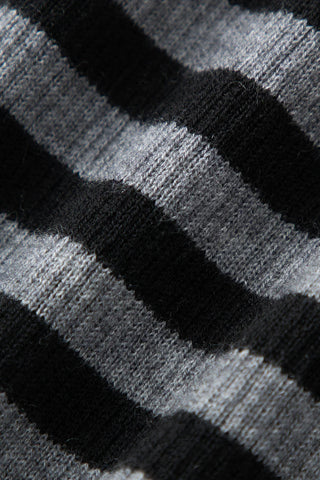 Wool Blend Striped Sweater in Black