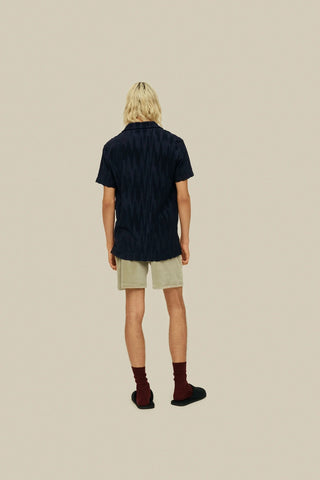 Glitch Polo Terry Shirt in Two-Toned Navy and Black