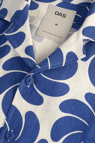 Nebula Cuba Linen Shirt With Blue Pinwheel Print