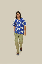 Nebula Cuba Linen Shirt With Blue Pinwheel Print