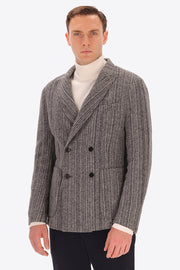Bradford Multi Stripe Double Breasted Sport Coat in Medium Grey