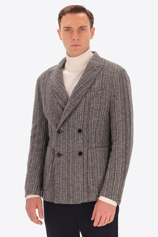 Bradford Multi Stripe Double Breasted Sport Coat in Medium Grey