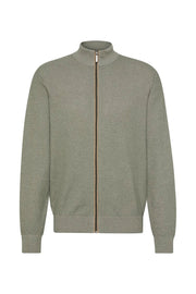 Full-Zip Cotton Sweater in Sage Green