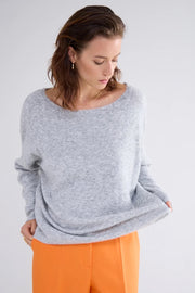 Knitted Boat-Neck Sweater in Grey Mist