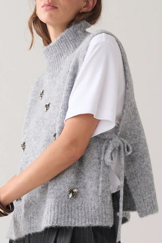 Embellished Spencer Cozy Melange Knit in Mist