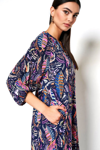Nelly Jersey Tunic Dress in Black Print