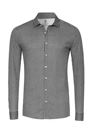 Long-Sleeved Pencil Stripe Knit Sport Shirt