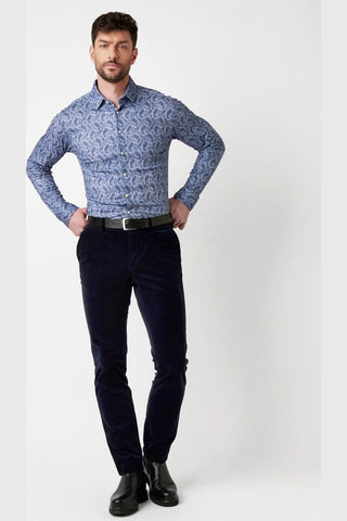 Long Sleeve Casual Shirt in Light Blue Paisley