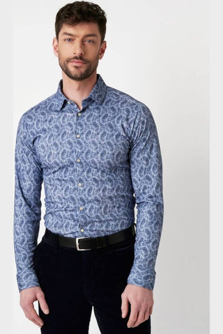 Long Sleeve Casual Shirt in Light Blue Paisley