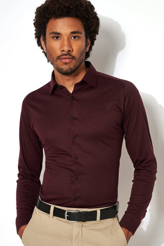 Long-Sleeved Jersey Knit Sport Shirt in 7 Colours
