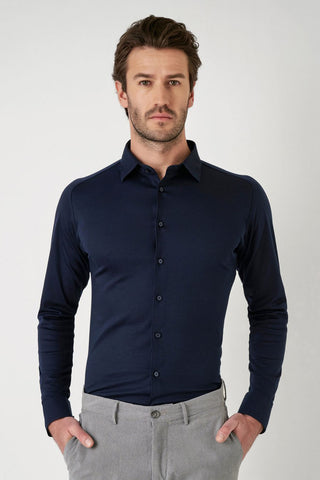 Long-Sleeved Jersey Knit Sport Shirt in 7 Colours