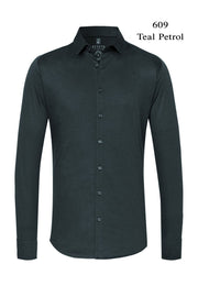 Long-Sleeved Jersey Knit Sport Shirt in 7 Colours