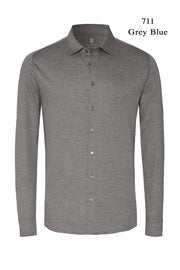 Long-Sleeved Jersey Knit Sport Shirt in 7 Colours