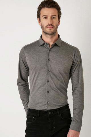Long-Sleeved Jersey Knit Sport Shirt in 7 Colours