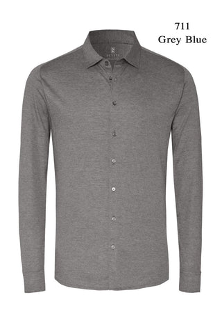 Long-Sleeved Jersey Knit Sport Shirt in 7 Colours