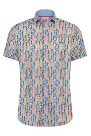 Short-Sleeved Sport Shirt With Surfboard Print in Light Blue
