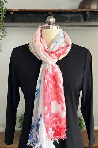 Floral Abstract Scarf in Cherry Blossom Red