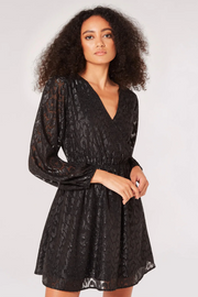 Lurex Jacquard Dress in Black Tone-on-Tone Animal Print