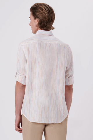 Chalk Stripe Linen Shirt in Shaped Fit