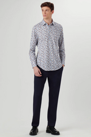 James Long-Sleeved Oooh Cotton Shirt With Abstract Print on White