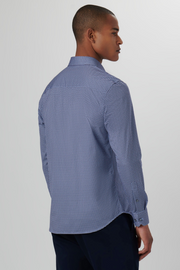 James Long-Sleeved Oooh Cotton Shirt in Air-Blue Geometric Print