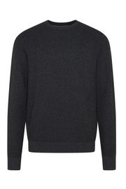 Crew-Neck Sweater in Tone-on-Tone Basketweave Knit 3 Colours