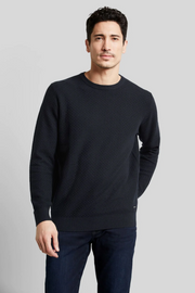 Crew-Neck Sweater in Tone-on-Tone Basketweave Knit 3 Colours