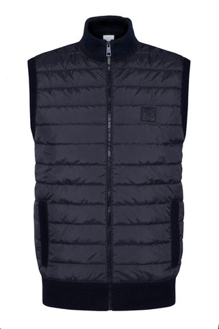 Bugatti Quilted Front Knit Vest in Navy