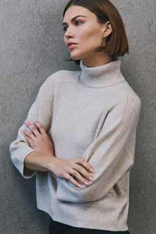 3/4 Sleeve Turtleneck with Back Yoke in Multiple Colors