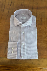 Long-Sleeved Modern Fit Shirt in Lilac Geometric Print