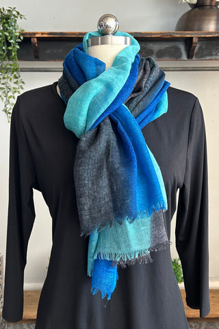 Ombre Scarf in Ombre Blue 3 Layers