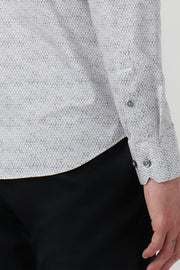 James Long-Sleeved Oooh Cotton Cement Shirt With Mosaic Print