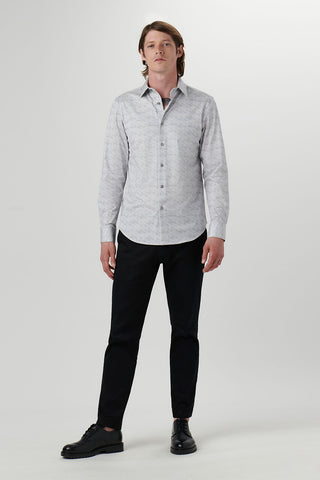 James Long-Sleeved Oooh Cotton Cement Shirt With Mosaic Print