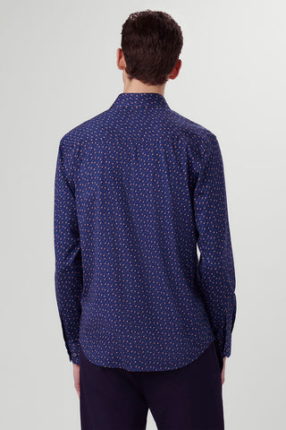 James Long-Sleeved Oooh Cotton Navy Shirt With Guitar Print