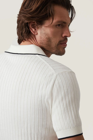 Knit Polo Sweater in Off White