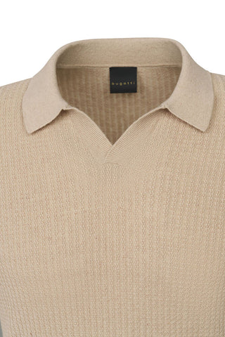 Short Sleeve Knit Polo Johnny Collar in Tan