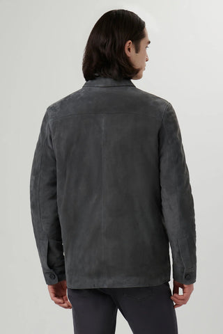 Suede Shirt Jacket With Quilted Lining