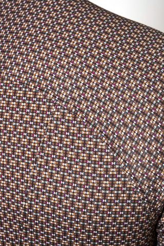 Long-Sleeved Sport Shirt in Brown Mini-Geometric Print