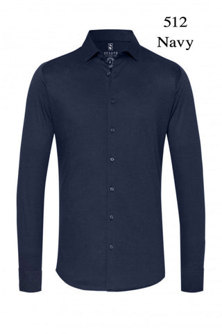 Long-Sleeved Jersey Knit Sport Shirt in 7 Colours