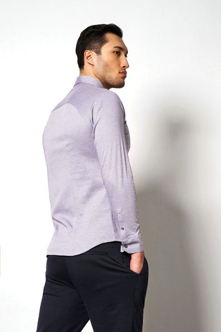 Long-Sleeved Knit Sport Shirt in Mauve