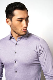 Long-Sleeved Knit Sport Shirt in Mauve