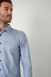 Long-Sleeved Diagonal-Twill Knit Sport Shirt in 2 Colours