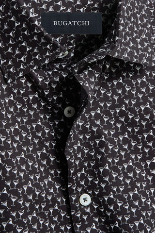 Miles Short-Sleeved OoohCotton Shirt With Black Cocktail Print